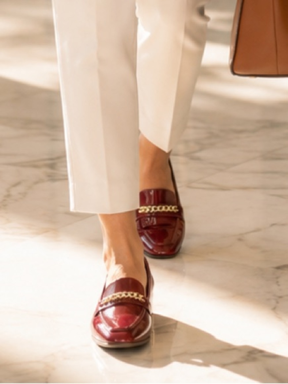 Naturalizer Clive Patent Leather Chain Loafers Ruby Red Size 9 NWT
